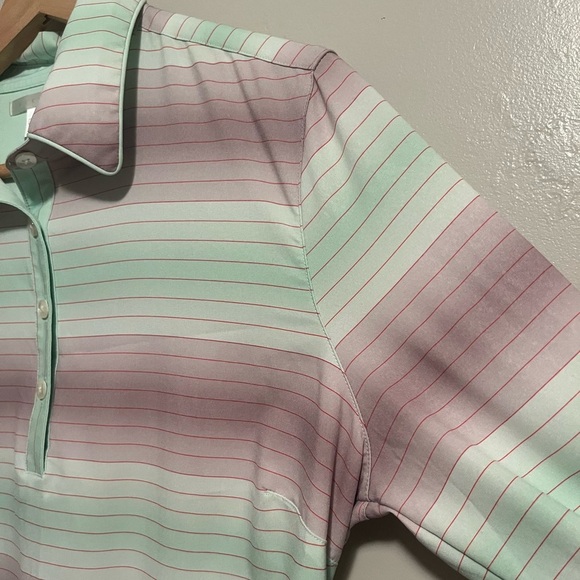 NIKE Golf Dri-Fit Top Green White Striped - Picture 6 of 9